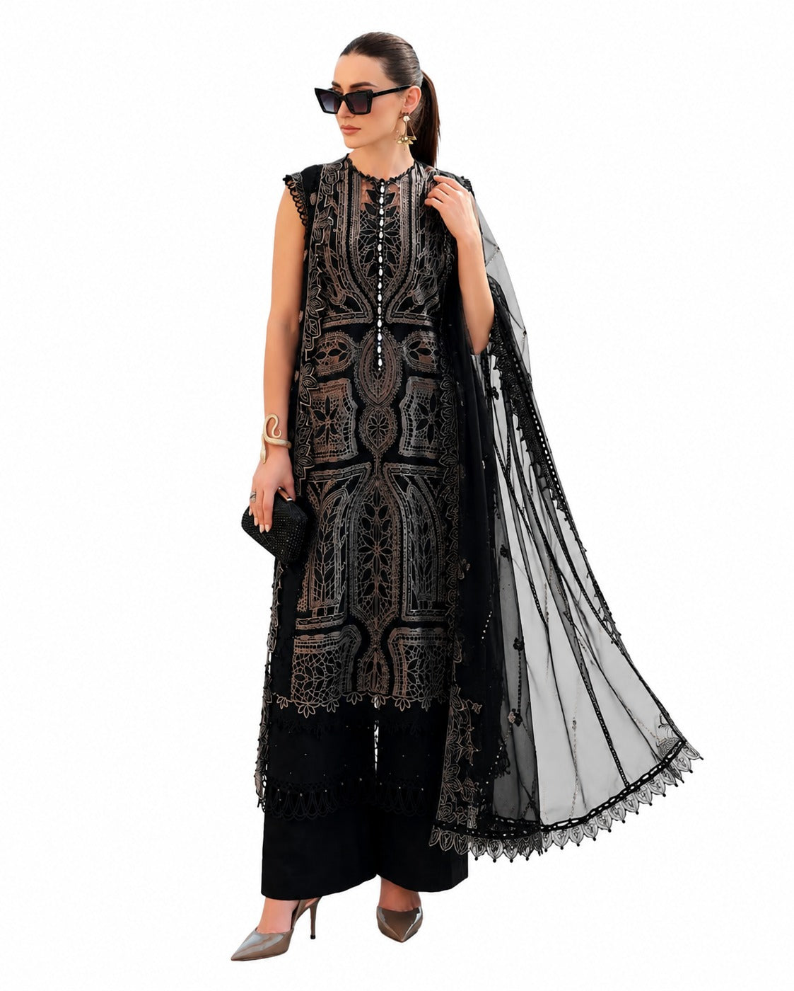 Midnight Majesty Embroidered Luxury Lawn Suit