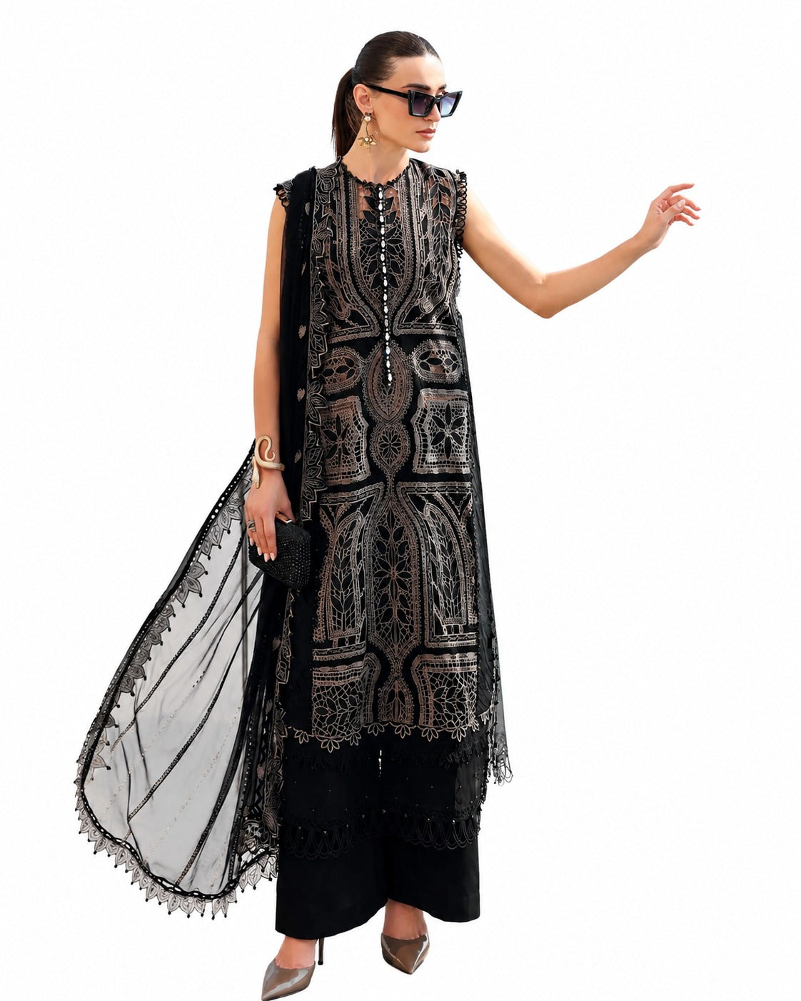Midnight Majesty Embroidered Luxury Lawn Suit