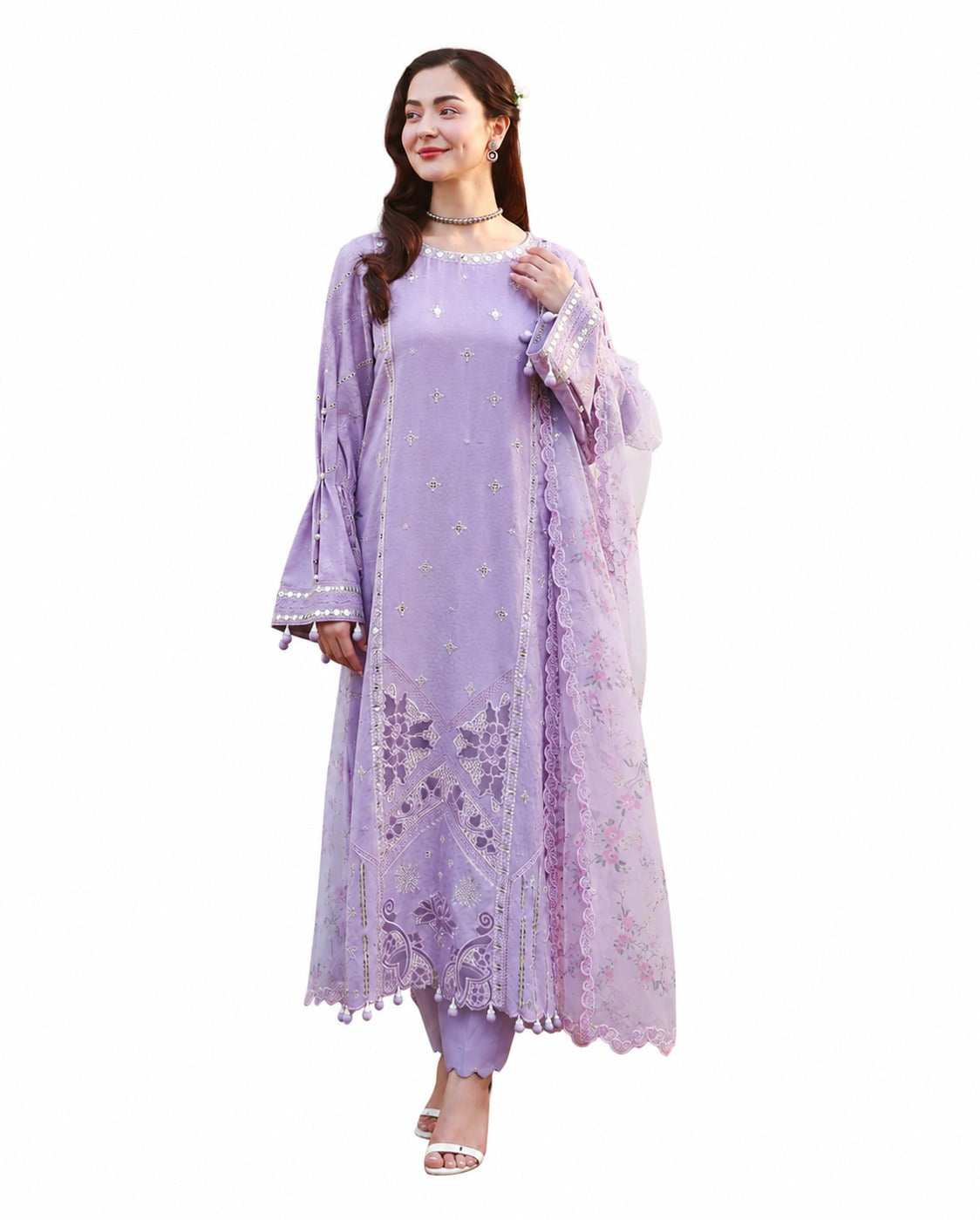 Lavender Blossom Embroidered Luxury Lawn Suit