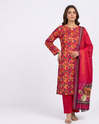 Crimson Autumn Bloom Printed Lawn Suit