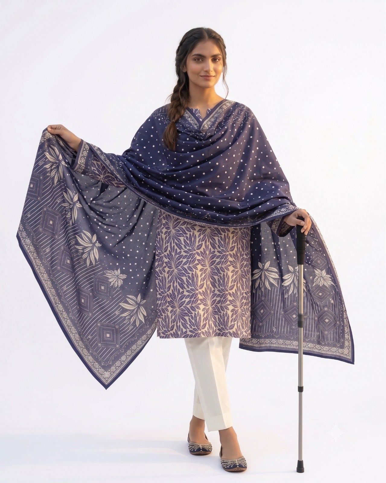 Midnight Indigo – 3-Piece Printed Lawn Suit