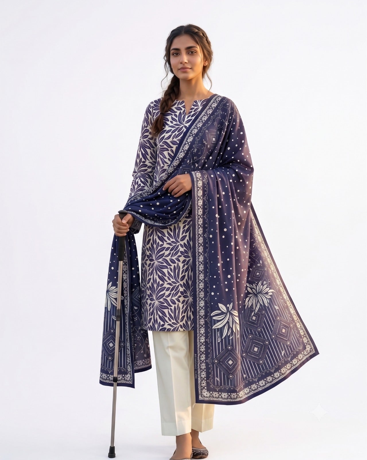 Midnight Indigo – 3-Piece Printed Lawn Suit