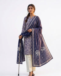 Midnight Indigo – 3-Piece Printed Lawn Suit