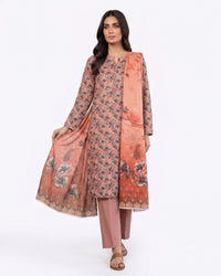 Peach Blossom Elegance – 3-Piece Printed Lawn Suit