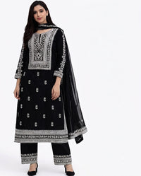 Classic Noir Embroidered Lawn Suit