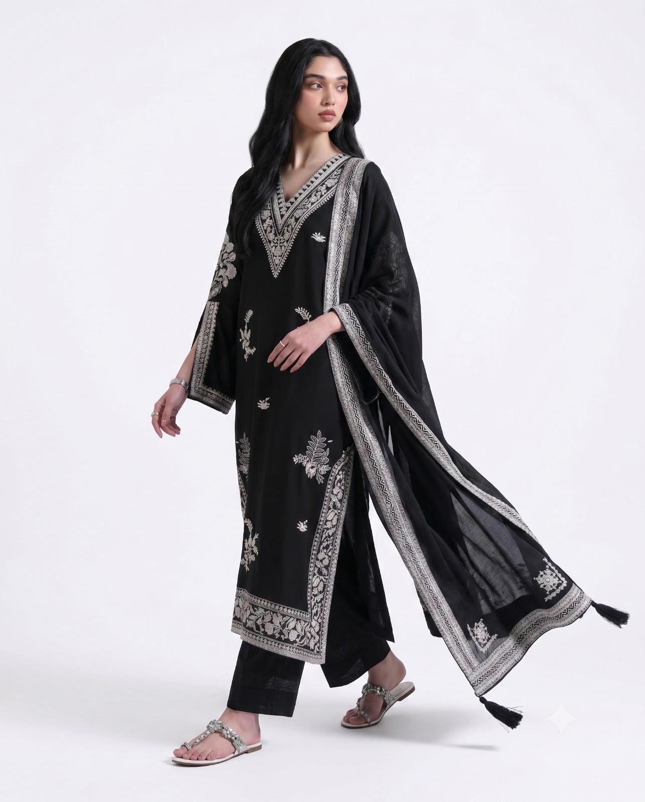Noir Elegance Embroidered Lawn Suit