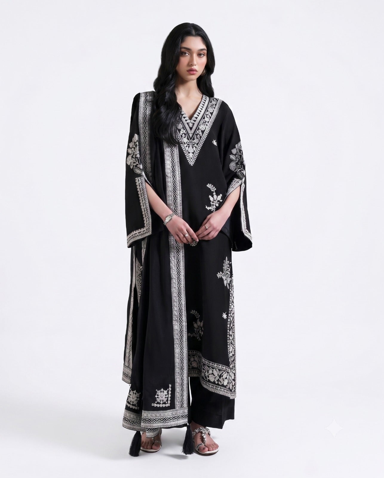 Noir Elegance Embroidered Lawn Suit