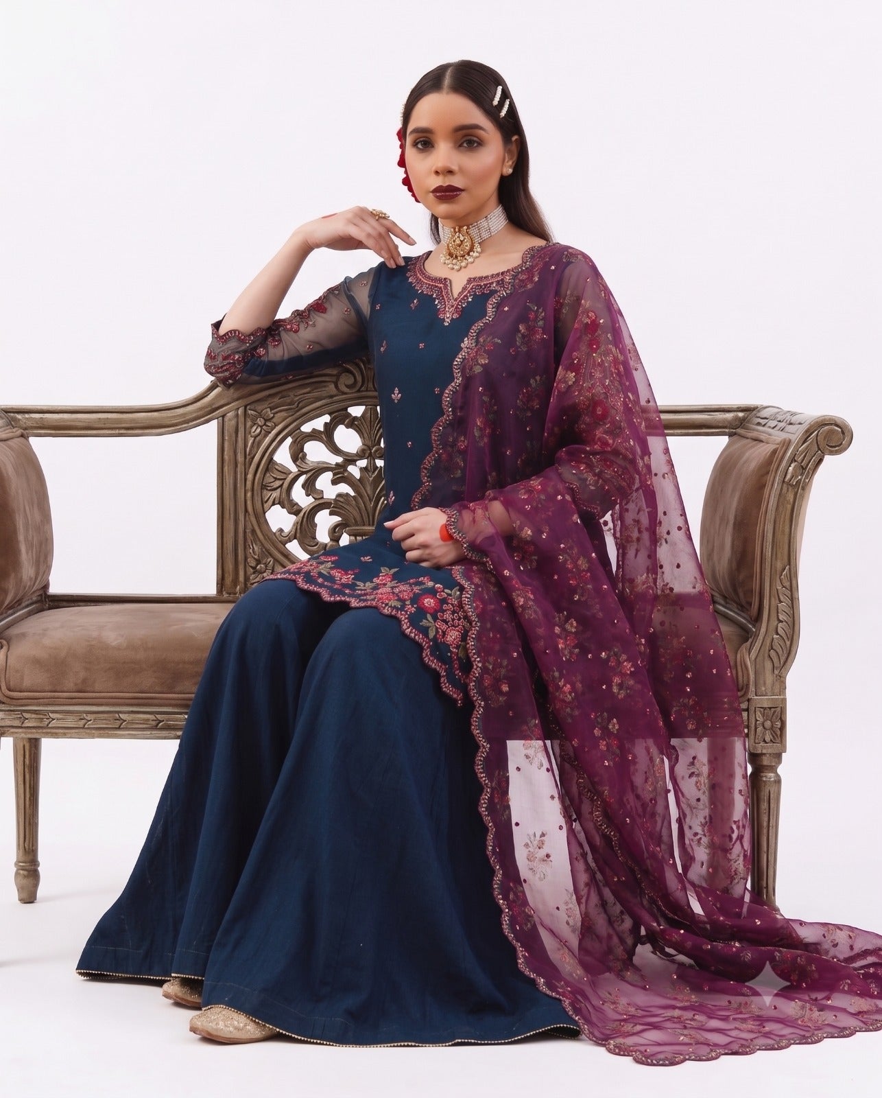 Midnight Bloom Embroidered Formal Suit
