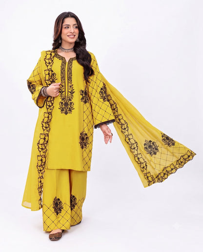 Sunlit Mustard Embroidered Lawn Suit