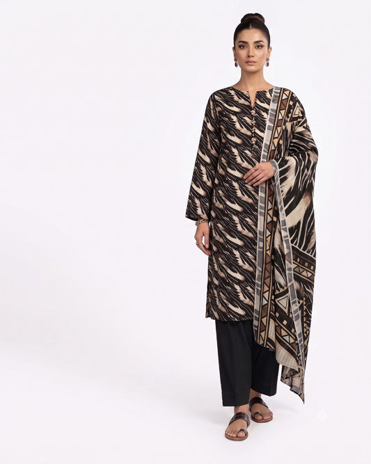 Monochrome Safari Printed Lawn Suit