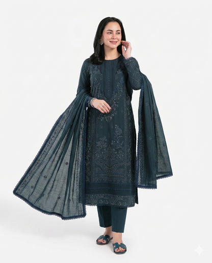 Florent Premium Embroidered Luxury Lawn – 3-Piece Suit (AK-3366)