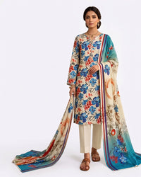 Azure Garden – 3-Piece Printed Lawn Suit